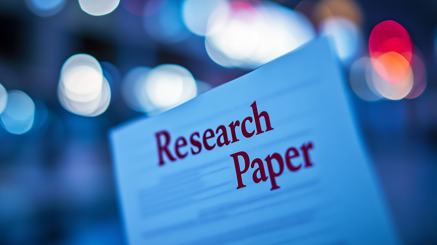 A white piece of paper with the word "Research" written in red.